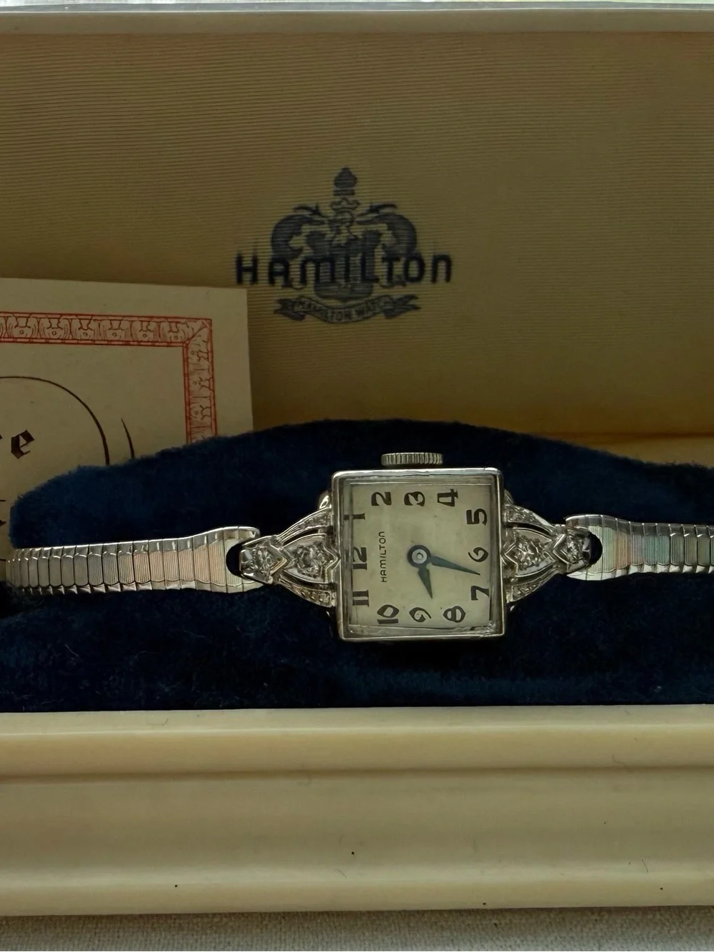 Antique 1948 Hamilton 14k Gold Diamond Bezel SERVICED Cal 911 Mechanical Watch